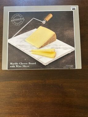 Marble Cheese Board with Wire Slicer - White Marble